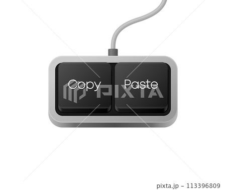 Copy Paste button combination. Computer Keyboard. Word on pc computer keyboard. Vector illustration. 113396809