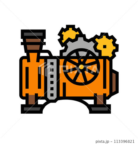 steam engine steampunk vintage color icon vector illustration 113396821