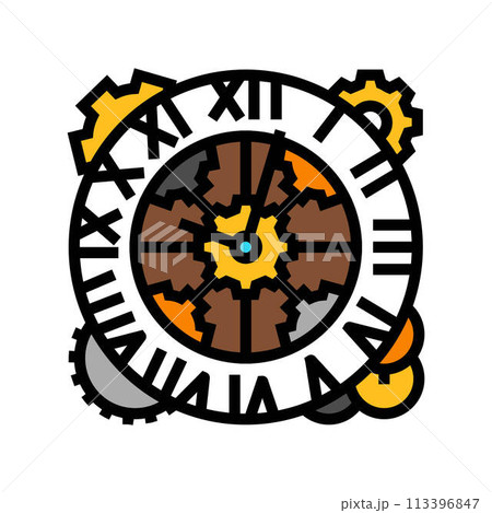 clock steampunk vintage color icon vector illustration clock steampunk vintage color icon vector illustration 113396847