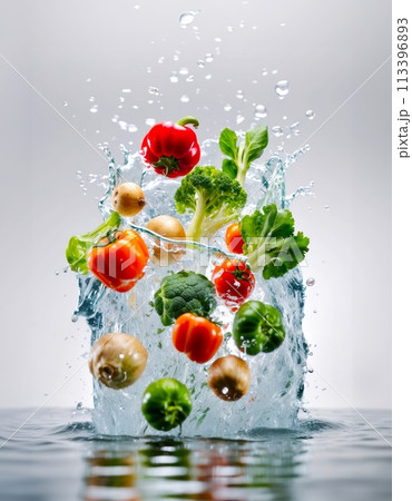 水に浮かぶ野菜 113396893