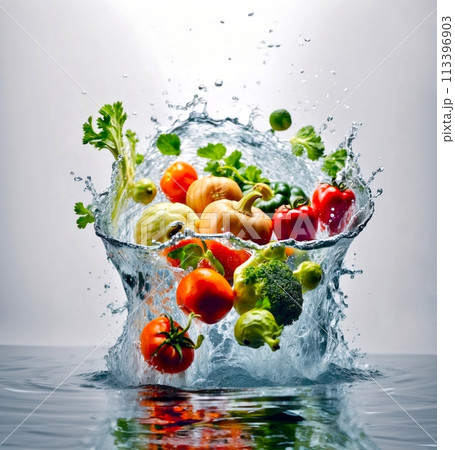 水に浮かぶ野菜 113396903