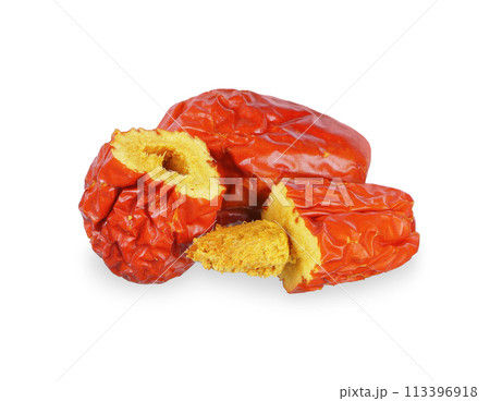 dried red chinese jujube isolated on the white background dried red chinese jujube isolated on the white background 113396918