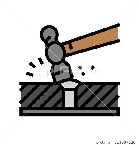 riveting blacksmith color icon vector illustration 113397120