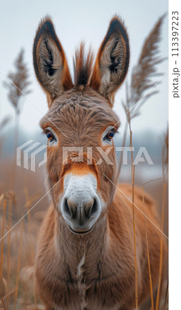 Generative ai illustration of a portrait of donkey 113397223