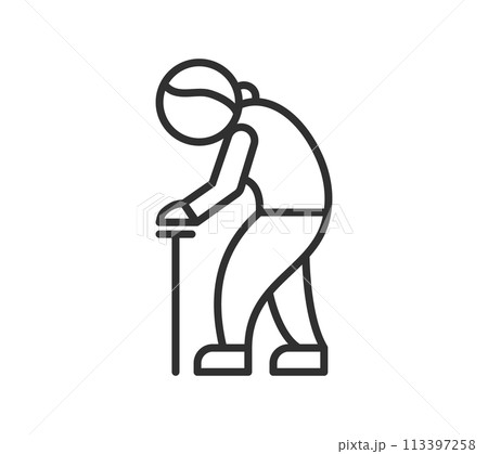 シンプルな線画のイラスト　おばあさん 113397258