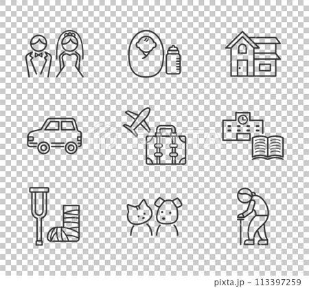 シンプルな線画のイラスト ライフイベント シンプルな線画のイラスト ライフイベント 113397259