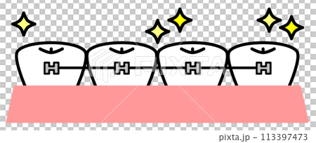 Orthodontic treatment illustration to straighten teeth beautifully Orthodontic treatment illustration to straighten teeth beautifully 113397473