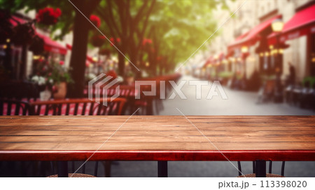 フランス風カフェやレストランのテーブルと眺め French Style cafe AI生成画像 フランス風カフェやレストランのテーブルと眺め French Style cafe AI生成画像 113398020