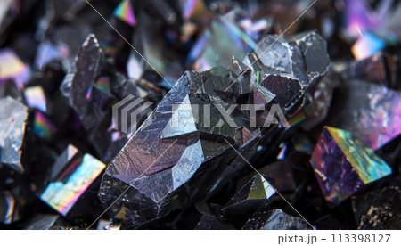 close-up holographic black stones 113398127