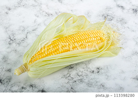 Raw sweet ripe yellow Corn Raw sweet ripe yellow Corn 113398280
