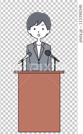 国会答弁 政治家の女性のイラスト 国会答弁 政治家の女性のイラスト 113398346