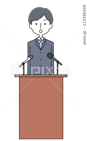 国会答弁　政治家の男性のイラスト 113398348
