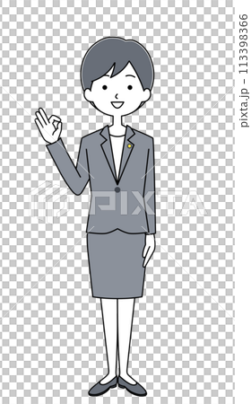 オッケーサイン　政治家の女性のイラスト 113398366