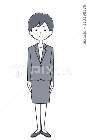 きをつけ 政治家の女性のイラスト きをつけ 政治家の女性のイラスト 113398376