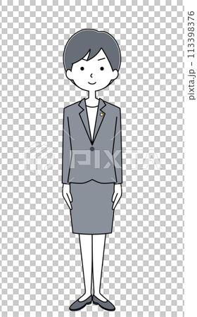 きをつけ 政治家の女性のイラスト きをつけ 政治家の女性のイラスト 113398376