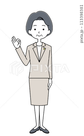 オッケーサイン 政治家の女性のイラスト オッケーサイン 政治家の女性のイラスト 113398381