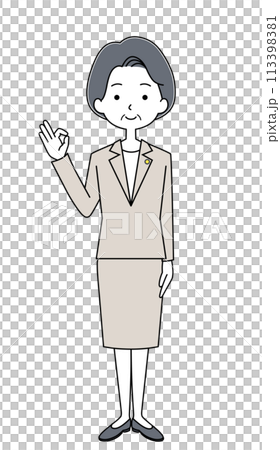 オッケーサイン 政治家の女性のイラスト オッケーサイン 政治家の女性のイラスト 113398381