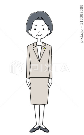 きをつけ　政治家の女性のイラスト 113398389
