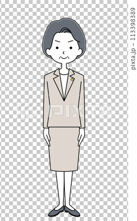 きをつけ　政治家の女性のイラスト 113398389