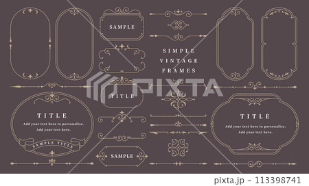 シンプルなビンテージフレーム・罫線セット2 シンプルなビンテージフレーム・罫線セット2 113398741