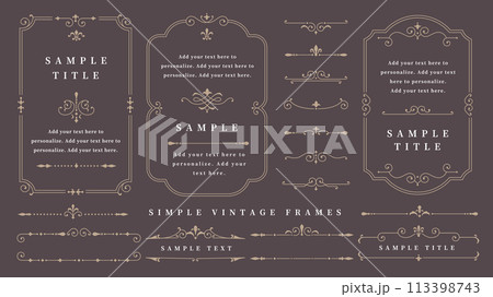 シンプルなビンテージフレーム・罫線セット4 シンプルなビンテージフレーム・罫線セット4 113398743
