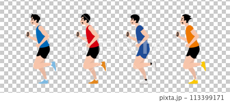 穿著田徑制服跑步的男子插畫集 113399171