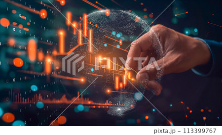 グラフと通貨、テクノファイナンス環境で視覚化されたデジタル経済 113399767