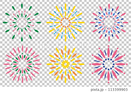 カラフルな花火のアイコンセット 113399903