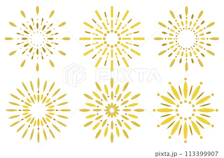 黄色の花火のアイコンセット 113399907