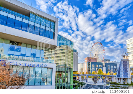 横浜市都筑区の都市風景　センター北駅　モザイクモール港北　観覧車 113400101