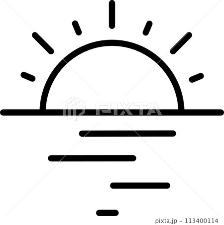 日の出と日の入を表した太陽のアイコン 113400114