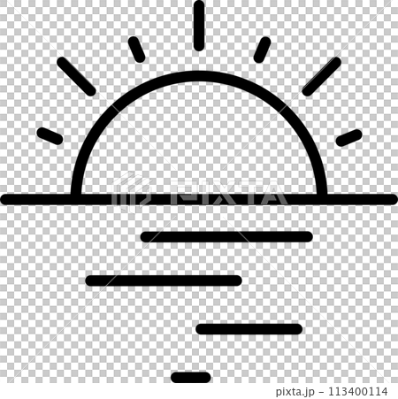 日の出と日の入を表した太陽のアイコン 113400114