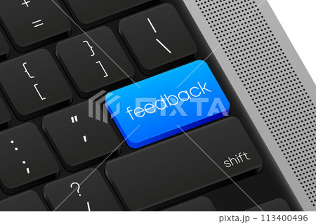 Feedback button. Computer Keyboard. Word on pc computer keyboard. Vector illustration. Feedback button. Computer Keyboard. Word on pc computer keyboard. Vector illustration. 113400496