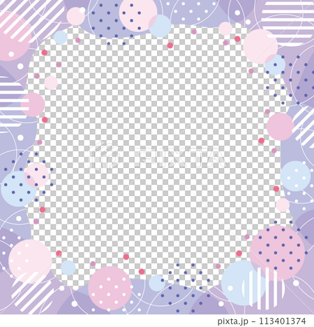 Circle and dot and fluid shape square frame / purple Circle and dot and fluid shape square frame / purple 113401374