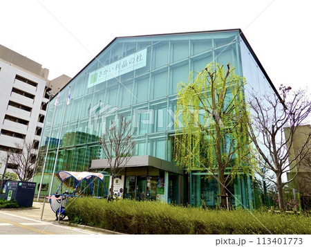 さかい利晶の杜のガラス造りの建物が見える風景 大阪府堺市堺区 さかい利晶の杜のガラス造りの建物が見える風景 大阪府堺市堺区 113401773
