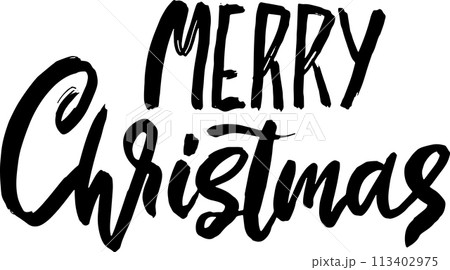 Merry Christmas Hand Drawn Modern Dry Brush Lettering. Merry Christmas Hand Drawn Modern Dry Brush Lettering. 113402975