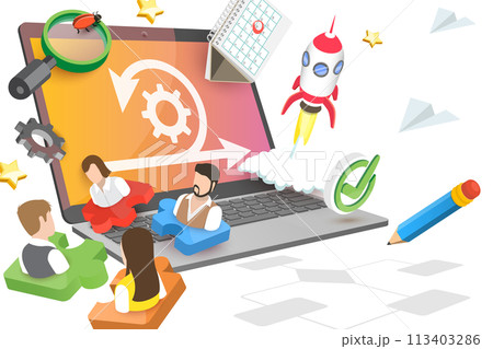 3D  Conceptual Illustration of Agile Development 113403286