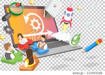 3D  Conceptual Illustration of Agile Development 113403286