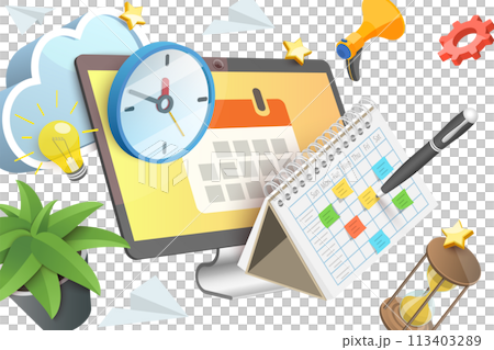 3D  Conceptual Illustration of Online Calendar 113403289