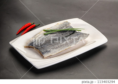 Herring pickled fillet with skin 113403294