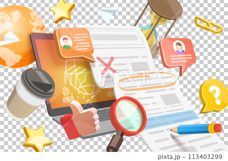 3D  Conceptual Illustration of Online Document Editing 113403299