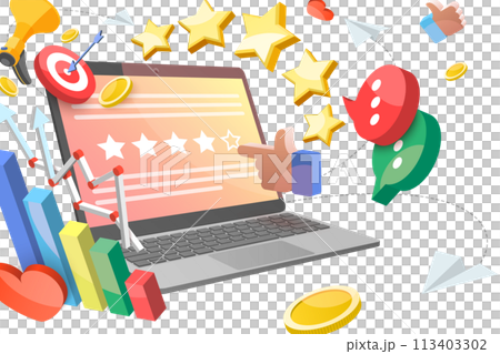 3D  Conceptual Illustration of Online Reputation Management 113403302