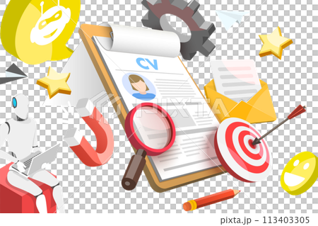 3D Conceptual Illustration of AI Hiring 3D Conceptual Illustration of AI Hiring 113403305