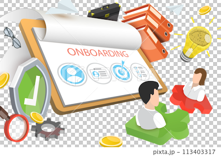 3D Conceptual Illustration of Employee Onboarding 3D Conceptual Illustration of Employee Onboarding 113403317