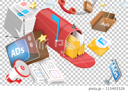 3D  Conceptual Illustration of Offline Marketing 3D  Conceptual Illustration of Offline Marketing 113403326