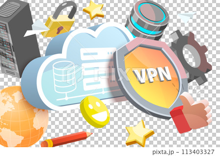 3D  Conceptual Illustration of VPN - Virtual Private Network 3D  Conceptual Illustration of VPN - Virtual Private Network 113403327