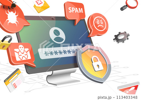 3D  Conceptual Illustration of Fraud And Cybersecurity 113403348