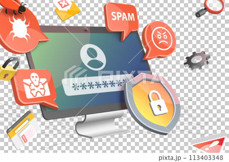 3D  Conceptual Illustration of Fraud And Cybersecurity 113403348