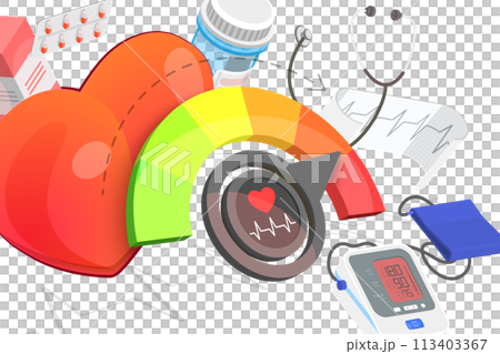 3D  Conceptual Illustration of Blood Pressure Measurement 113403367