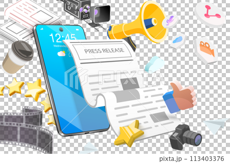 3D Conceptual Illustration of Press Release 3D Conceptual Illustration of Press Release 113403376
